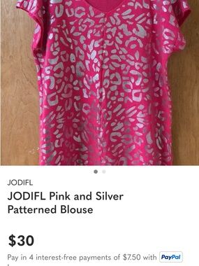 JODIFL Hot Pink Top with Silver Abstract Print